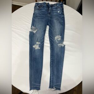 American Eagle Outfitters Ripped Blue Skinny Jeans